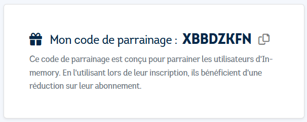 Code de parrainage